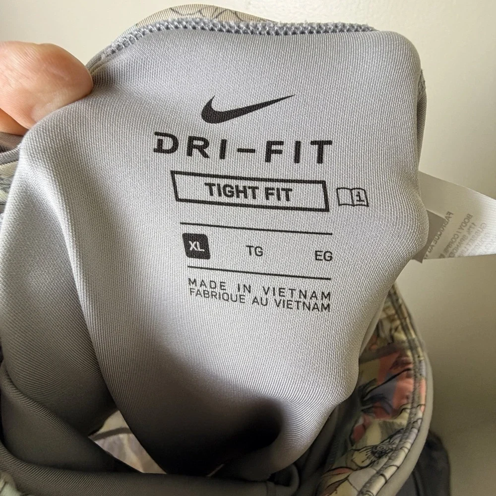 Nike Dri-FIT One Big Girls' Purple Gray Flowers Leggings XL Athletic Gym Yoga